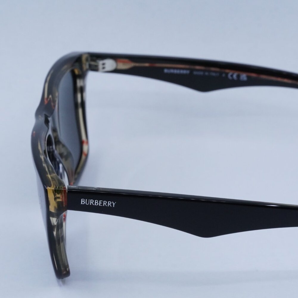 Burberry BE4434 412187 Sunglasses Black on Vintage Square Frame, Grey Lenses - Picture 8 of 10